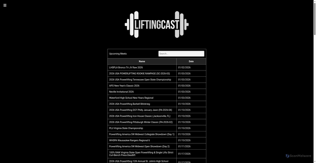 Security scan screenshot of https://liftingcast.com/