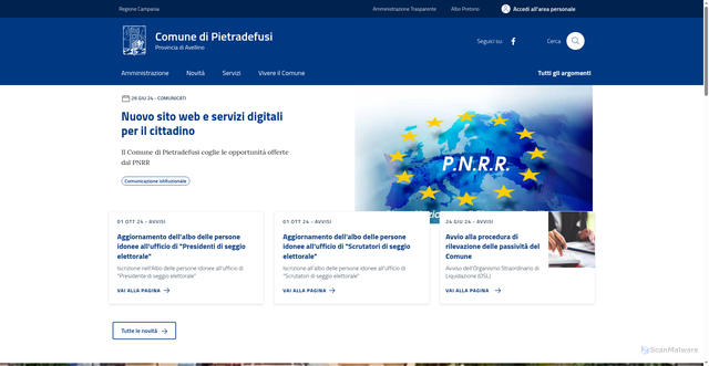 Security scan screenshot of https://comune.pietradefusi.av.it/