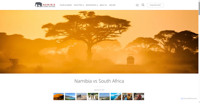 Security scan screenshot of https://www.namibia-tours-safaris.com/travel-guide/namibia-vs-south-africa
