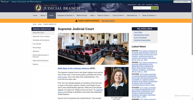 Security scan screenshot of https://www.courts.maine.gov/courts/sjc/index.html
