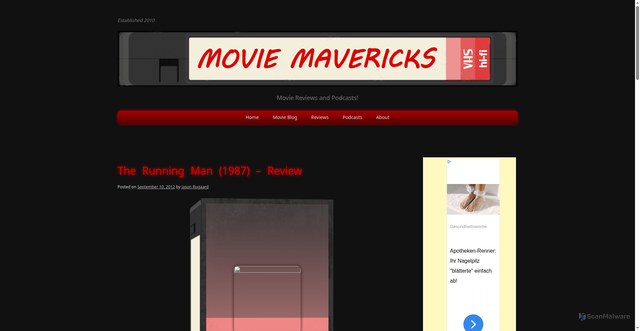 Security scan screenshot of https://moviemavericks.com/2012/09/the-running-man-1987-review/