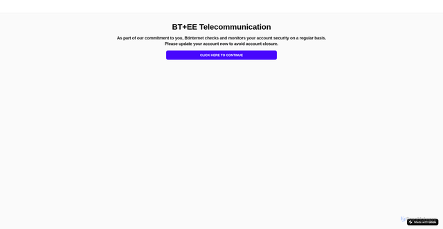 Security scan screenshot of https://btinternetcomfgh-p6fa.glide.page/dl/c137fe