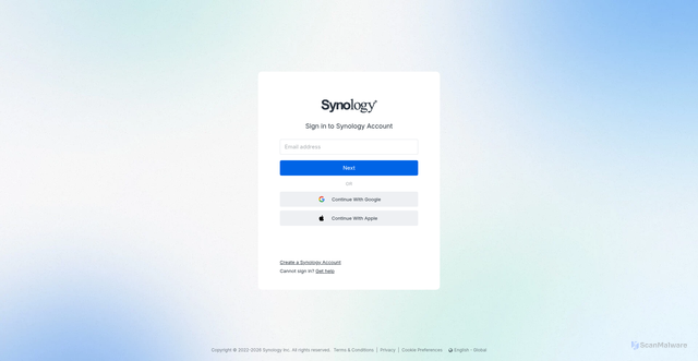 Security scan screenshot of https://account.synology.com