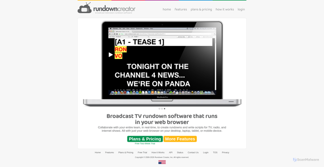 Security scan screenshot of https://rundowncreator.com