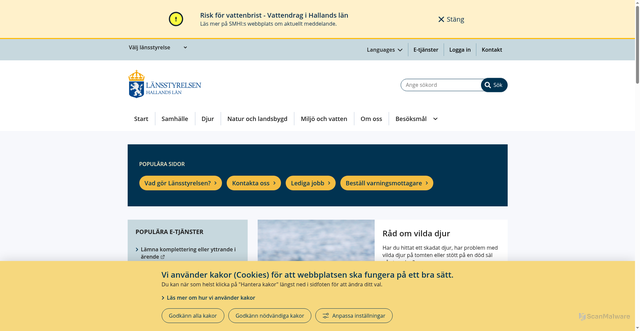 Security scan screenshot of https://www.lansstyrelsen.se/halland