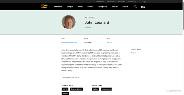 Security scan screenshot of https://www.csail.mit.edu/person/john-leonard