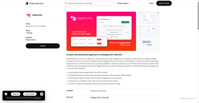 Security scan screenshot of https://redirectify.app/