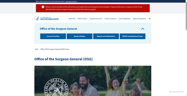 Security scan screenshot of https://www.hhs.gov/surgeongeneral/index.html
