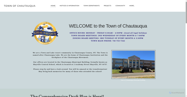 Security scan screenshot of https://www.townofchautauqua.gov/