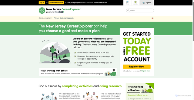 Security scan screenshot of https://nj.headed2.com