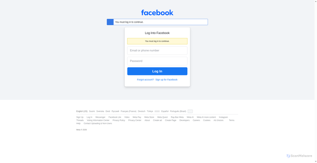 Security scan screenshot of https://www.facebook.com/login/?next=https%3A%2F%2Fwww.facebook.com%2Fzoom