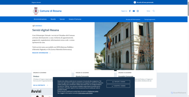 Security scan screenshot of https://www.comune.resana.tv.it