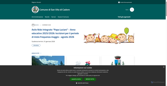 Security scan screenshot of https://www.comune.sanvitodicadore.bl.it/it