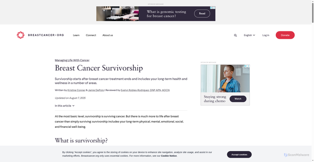 Security scan screenshot of https://www.breastcancer.org/managing-life/cancer-survivorship