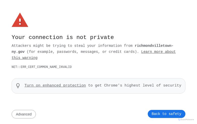 Security scan screenshot of http://richmondvilletown-ny.gov/