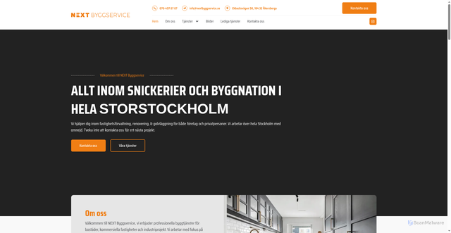 Security scan screenshot of https://nextbyggservice.se