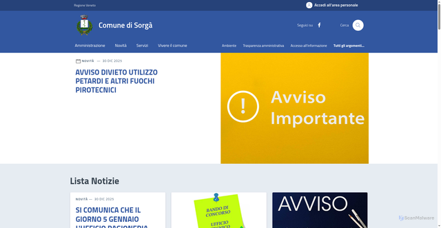Security scan screenshot of https://www.comune.sorga.vr.it/