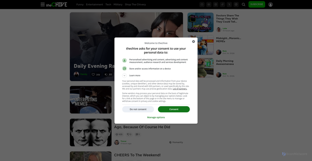 Security scan screenshot of https://thechive.com