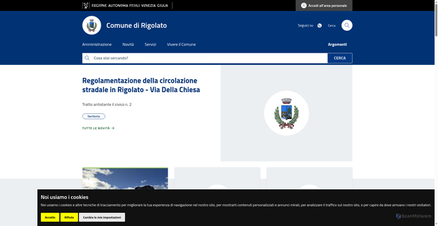 Security scan screenshot of https://www.comune.rigolato.ud.it