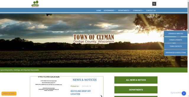 Security scan screenshot of https://townofclymanwi.gov/