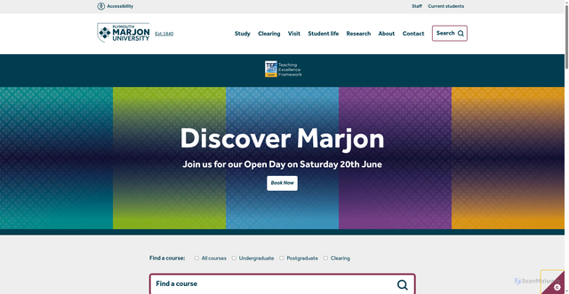 Security scan screenshot of http://www.marjon.ac.uk