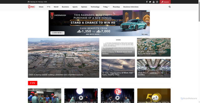 Security scan screenshot of https://timesofoman.com/