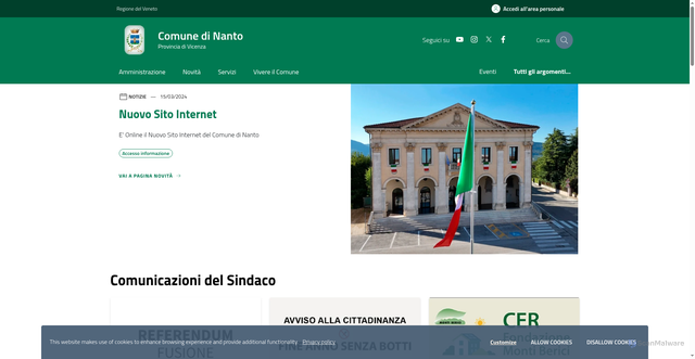 Security scan screenshot of https://www.comune.nanto.vi.it/home