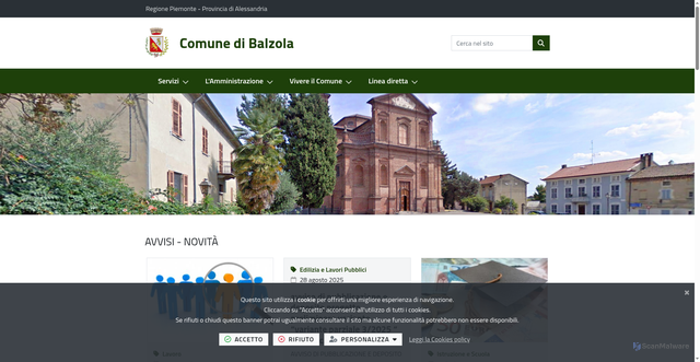Security scan screenshot of https://comune.balzola.al.it/it-it/home