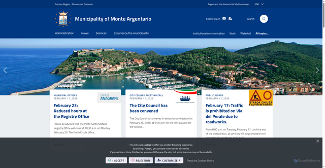 Security scan screenshot of https://comune.monteargentario.gr.it