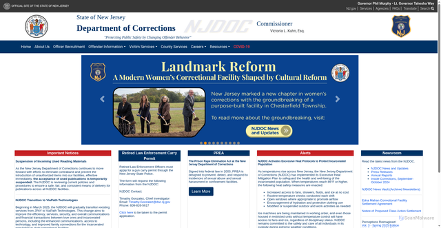 Security scan screenshot of https://www.nj.gov/corrections/