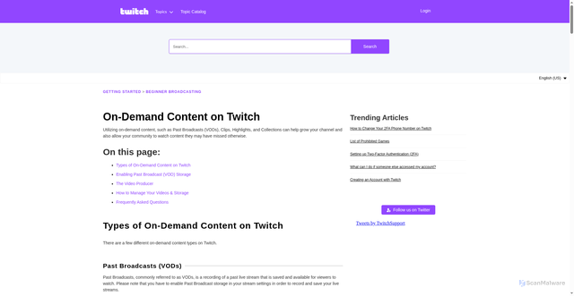 Security scan screenshot of https://help.twitch.tv/s/article/video-on-demand