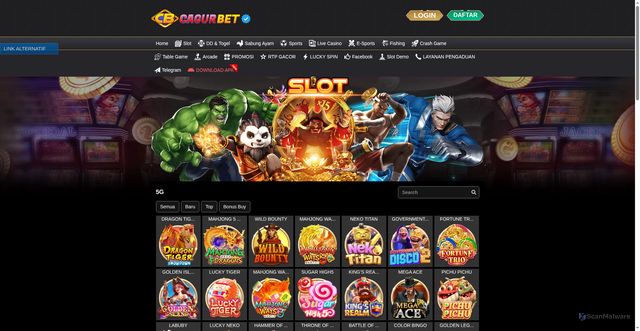 Security scan screenshot of https://cagurbetkyu.xyz/desktop/game/slot/5g