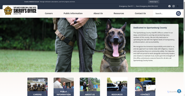 Security scan screenshot of https://www.spartanburgsheriff.org/