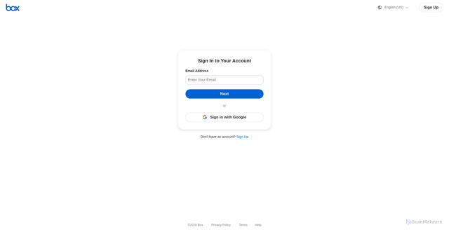 Security scan screenshot of https://account.box.com