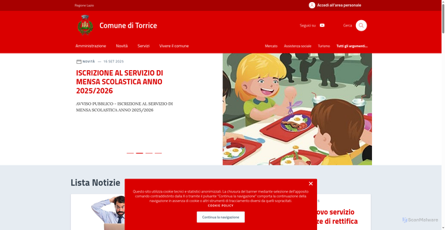 Security scan screenshot of https://www.comune.torrice.fr.it/
