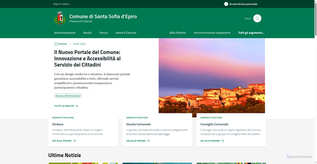 Security scan screenshot of https://www.comune.santasofiadepiro.cs.it