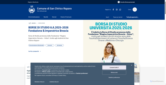 Security scan screenshot of https://www.comune.sanchiricoraparo.pz.it