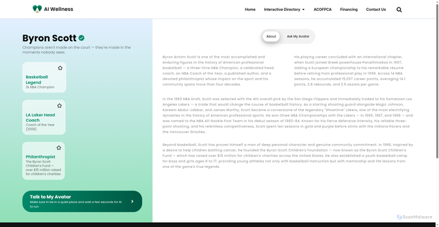 Security scan screenshot of https://aiwellness.ai/byron-scott/