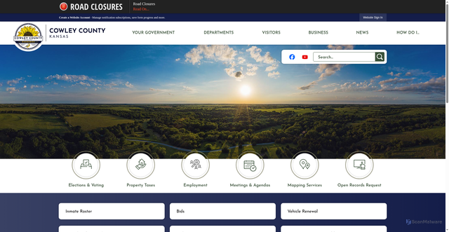 Security scan screenshot of https://www.cowleycountyks.gov/