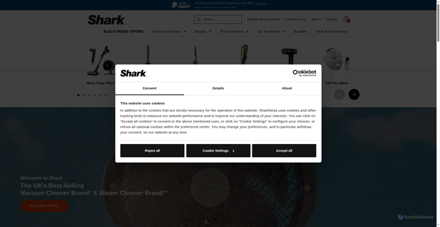 Security scan screenshot of https://sharkclean.co.uk/