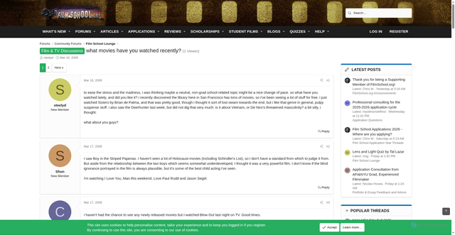Security scan screenshot of https://www.filmschool.org/threads/what-movies-have-you-watched-recently.7/