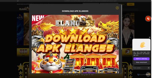 Security scan screenshot of https://elang55m-com.pages.dev/