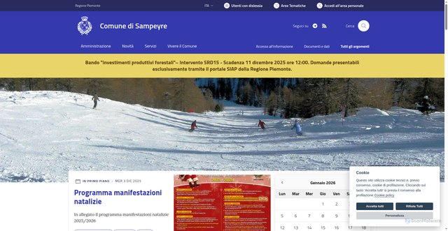 Security scan screenshot of https://www.comune.sampeyre.cn.it/