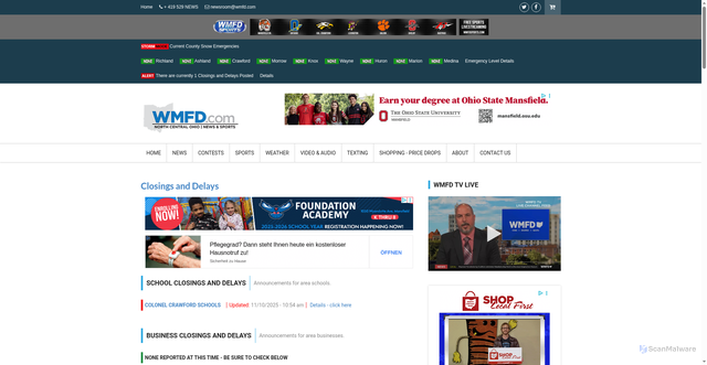 Security scan screenshot of https://www.wmfd.com/closings