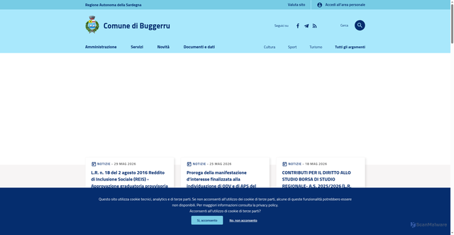 Security scan screenshot of https://www.comunebuggerru.it/