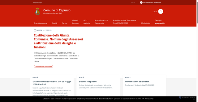 Security scan screenshot of https://www.comune.capurso.bari.it