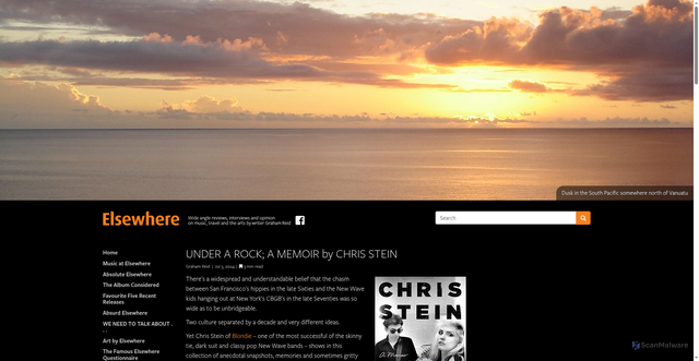 Security scan screenshot of https://www.elsewhere.co.nz/writingelsewhere/11187/under-a-rock-a-memoir-by-chris-stein/