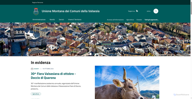 Security scan screenshot of https://www.unionemontanavalsesia.it/it-it/home