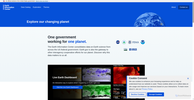 Security scan screenshot of https://earth.gov/