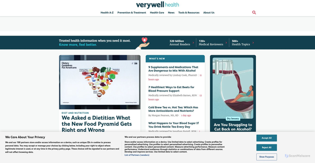 Security scan screenshot of https://www.verywellhealth.com